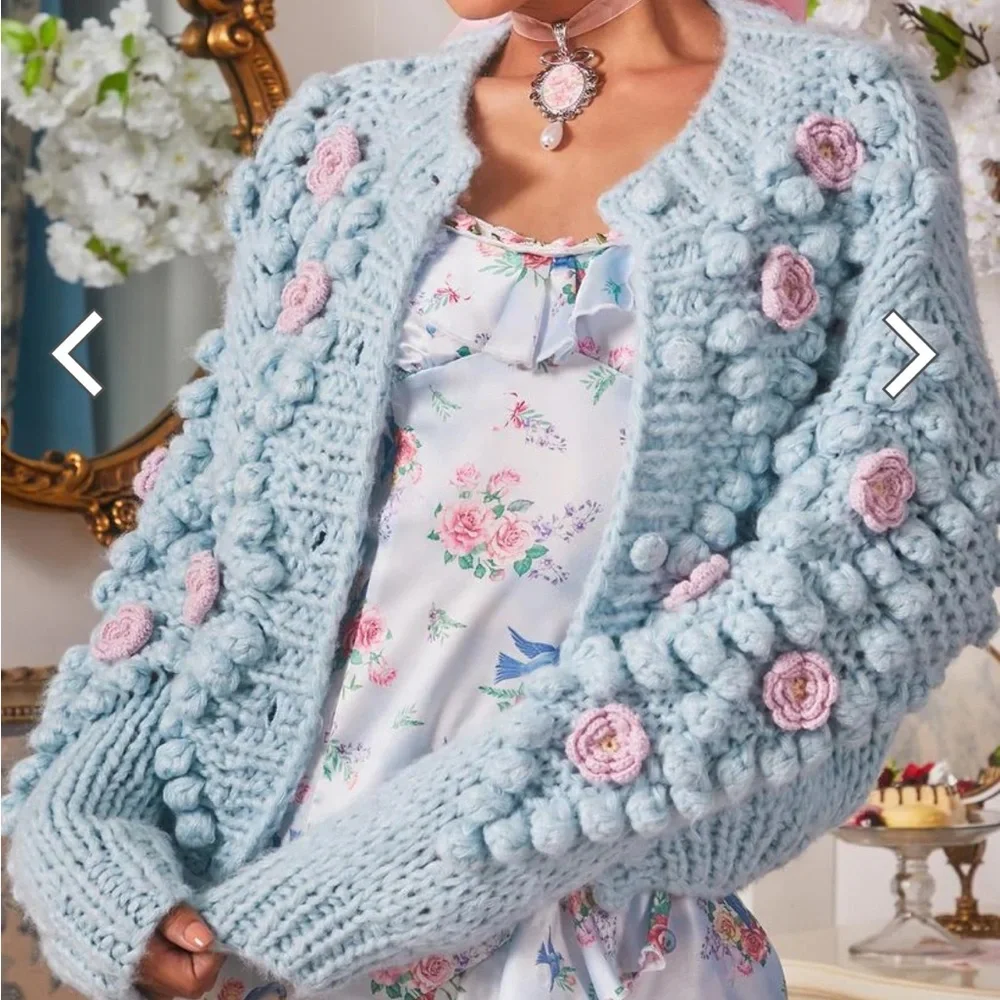 🍁🍂Sugar Thrillz Floral Cardigan🍁🍂LoveShackFancy Vibes! NWT! Size S! - Picture 3 of 9
